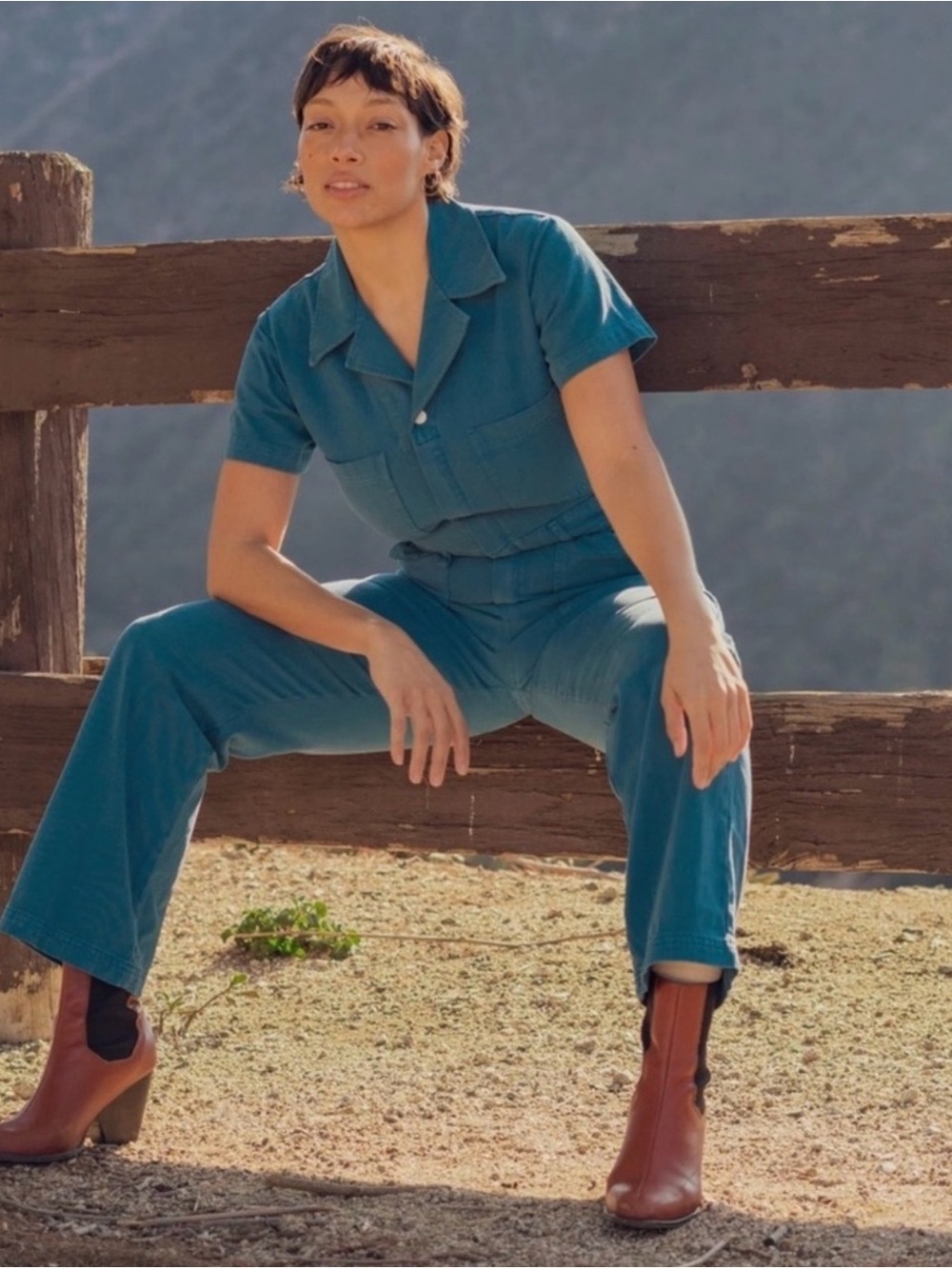 Big Bud Press Turquoise Short-Sleeve Jumpsuit 0X
